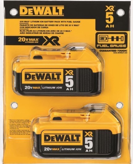 DEWALT 20V MAX XR Premium 5.0Ah Battery (2-Pack MAX XR 20V 5Ah Batteries)