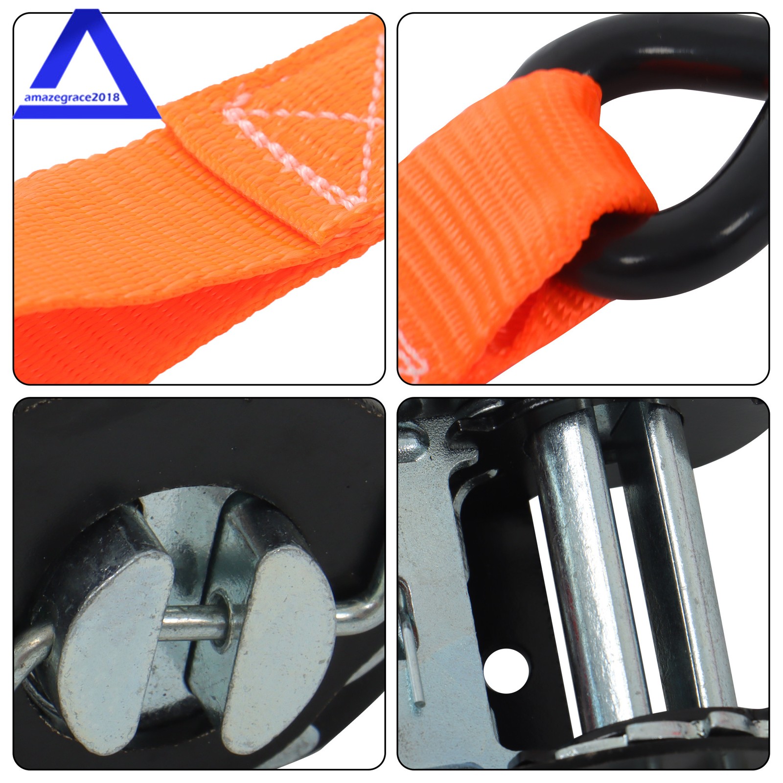 4Pack 1.6″ × 8 Feet Heavy Duty Tie Downs 5208Lbs Ratchet Straps W/ S Hook Orange