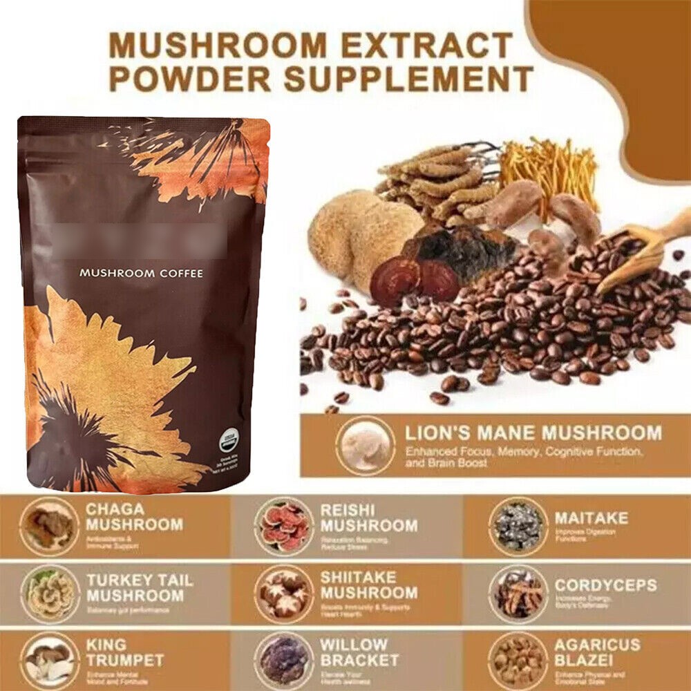 Upgrade Mushroom Coffee USDA Organic with 6 Adaptogenic Mushrooms 30 servings