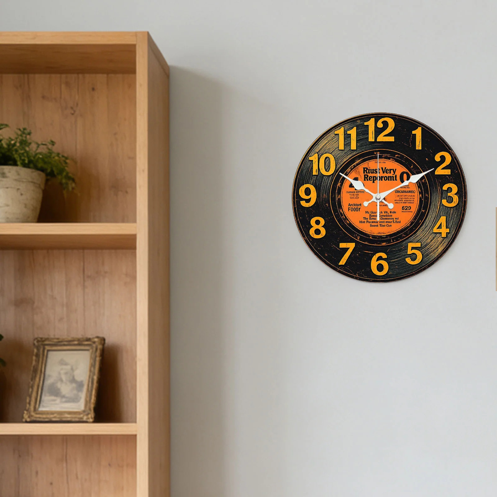 Vinyl Record Pattern Wooden Silent Wall Clock No Battery Holiday Home Decors