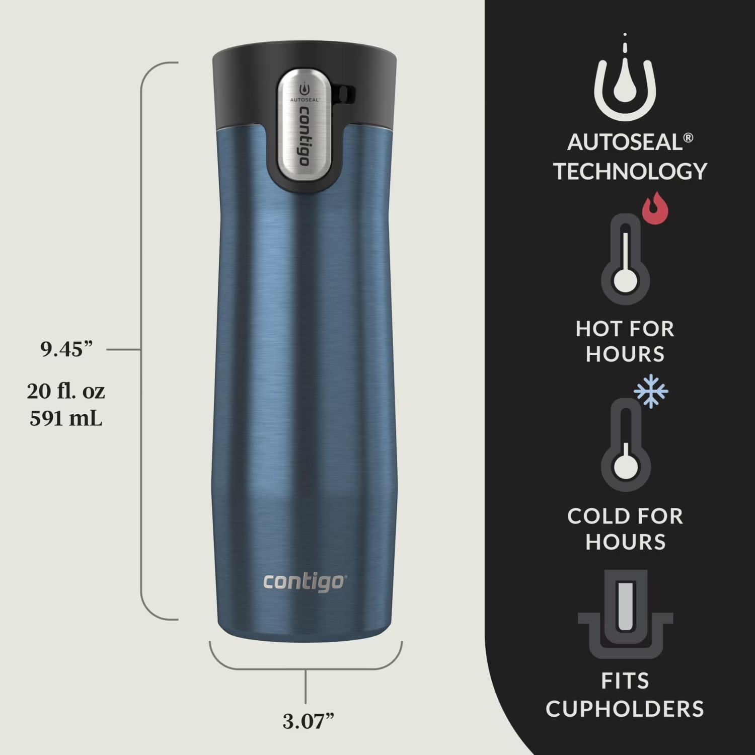 Contigo AUTOSEAL West Loop Vacuum-Insulated Stainless Steel Travel Mug with Easy