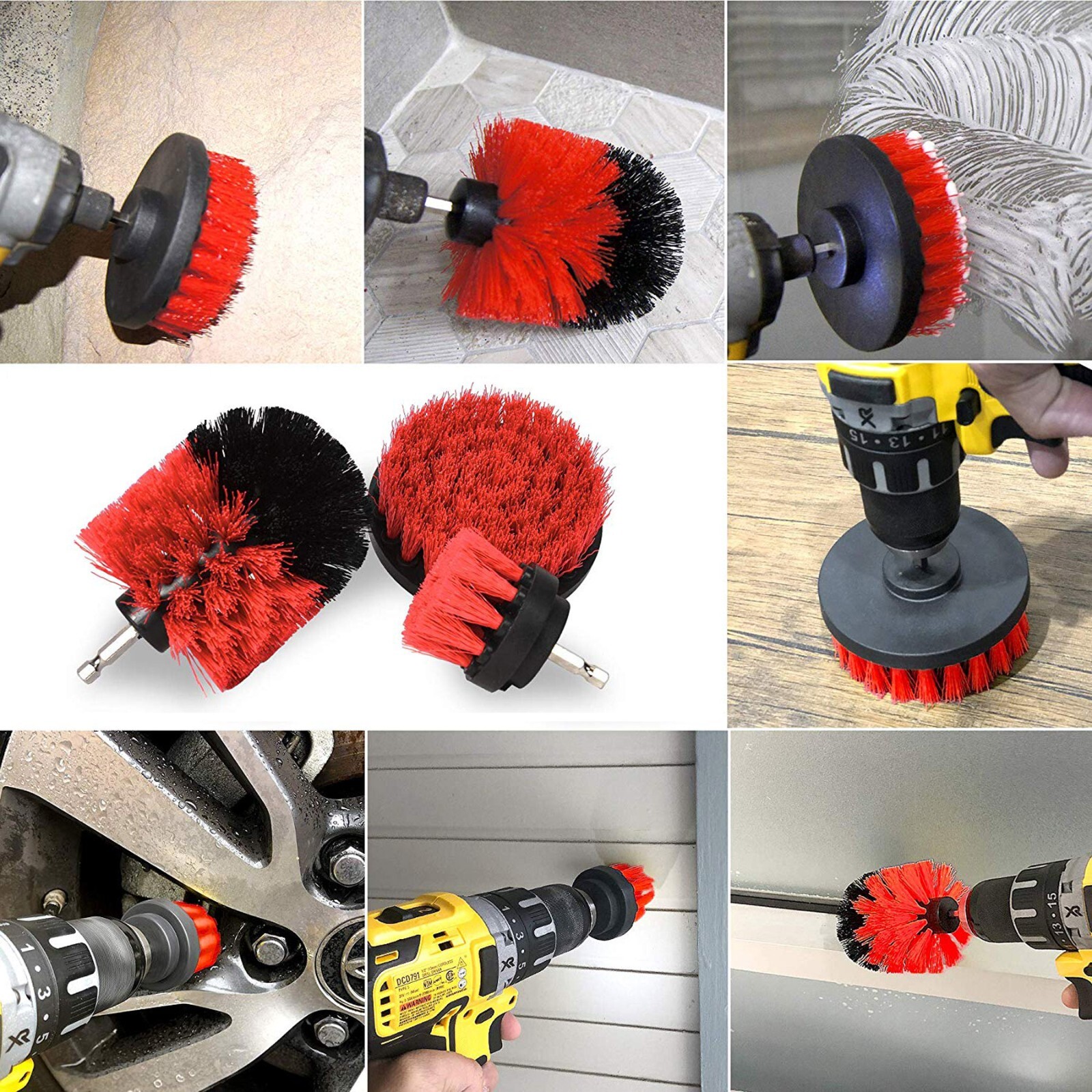 Drill Brush Set Power Scrubber Drill Attachments For Carpet Tile Grout Cleaning