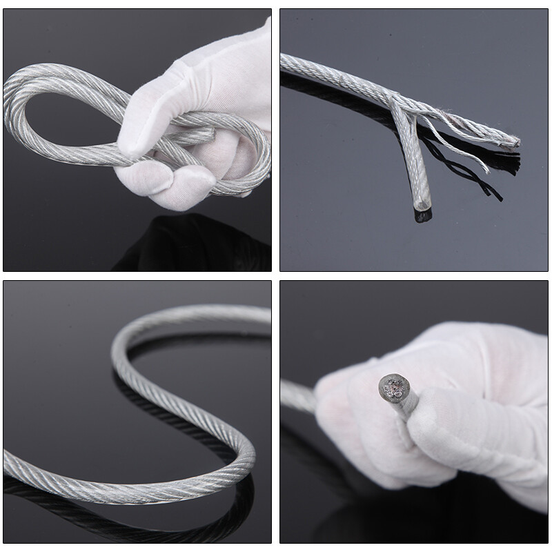 PVC Clear Coated Steel Wire Rope Cable 0.6mm 1mm 3mm 4mm 5mm 6mm 8mm 10mm 12mm