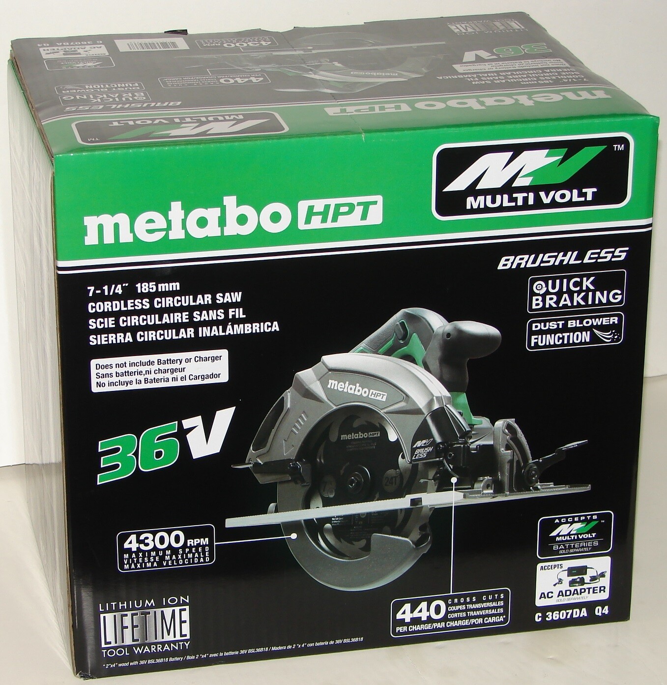Metabo HPT C3607DAQ4 MultiVolt 36V 7-1/4-in Cordless Circular Saw Tool Body Only