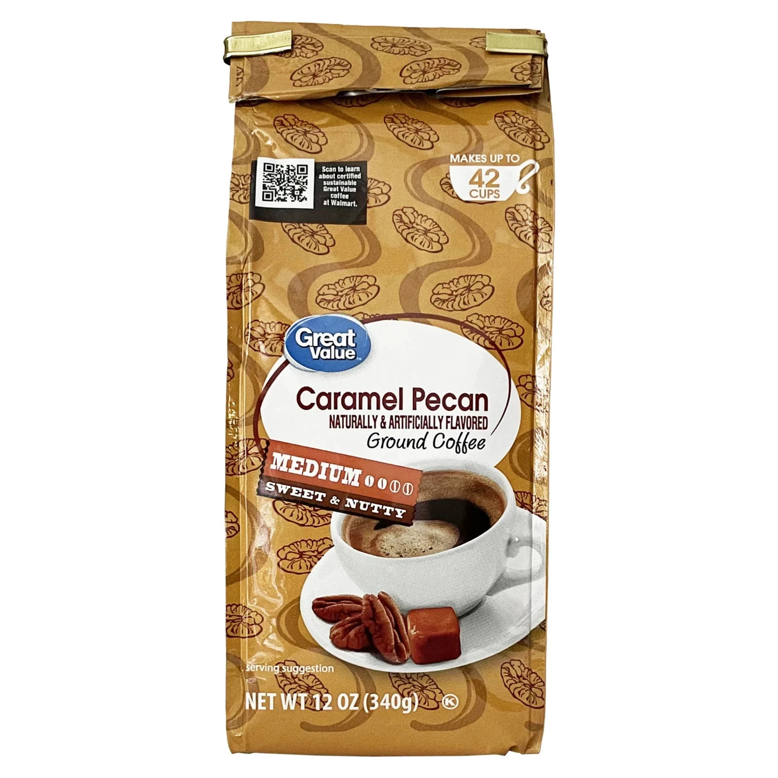 (PACK OF 2) Great Value Caramel Pecan Ground Coffee, 12 oz