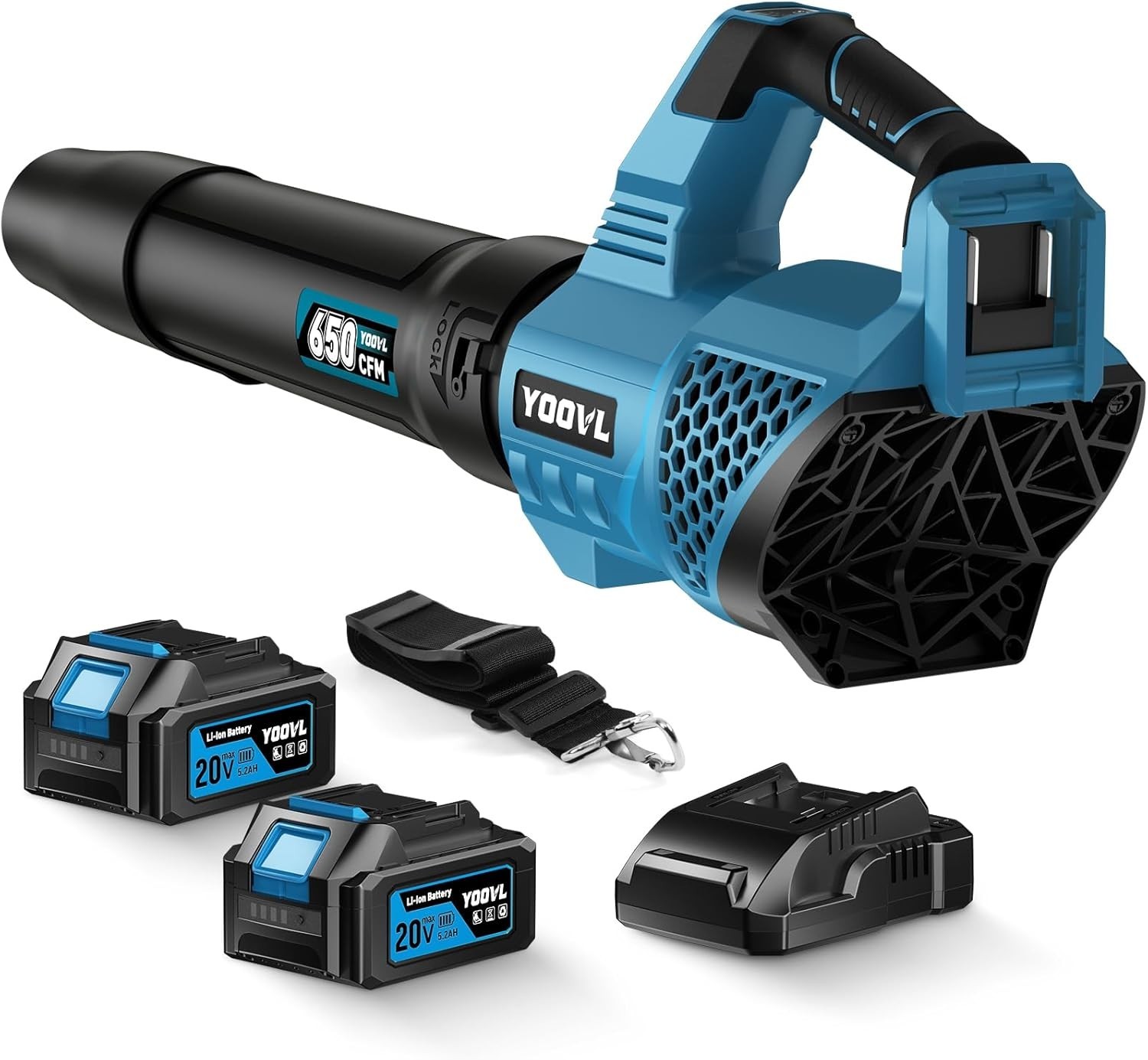 Leaf Blower Cordless, 650CFM Electric Leaf Blowers with 2 x 5.2Ah Batteries and