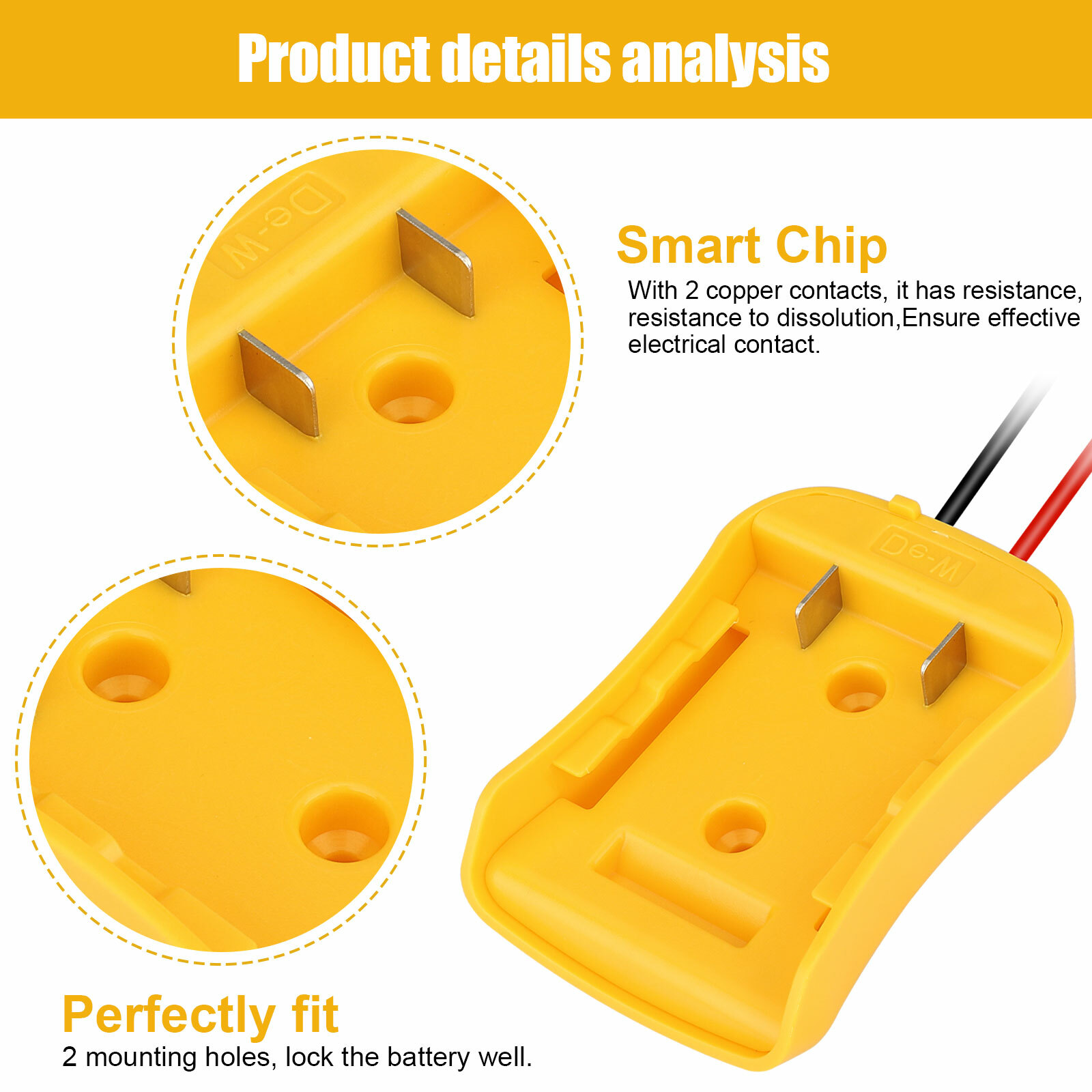 Power Connector DIY Battery Adapter Holder Dock For DeWalt 18V/20V Max Battery