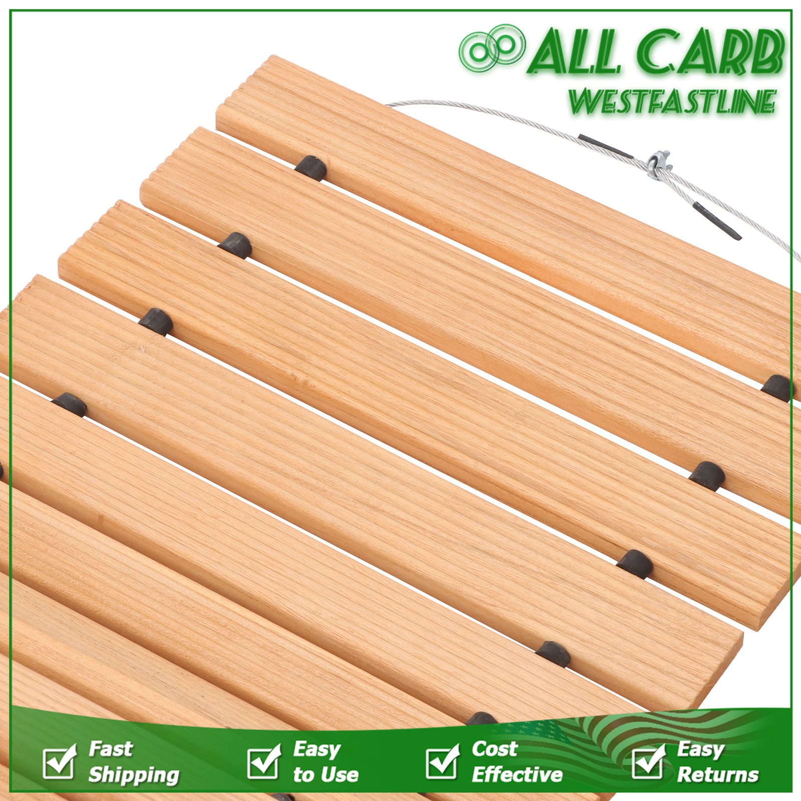 12ft Lx17 in W Straight Wooden Garden Pathway Roll Out With Wire Rope Connection