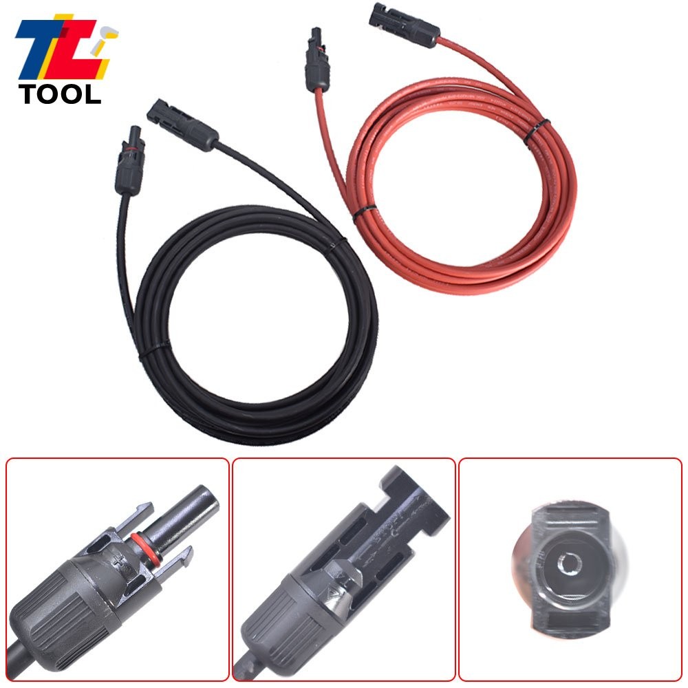 1 Pair 12AWG 15ft Black+Red Solar Panel Extension Cable Wire Connector
