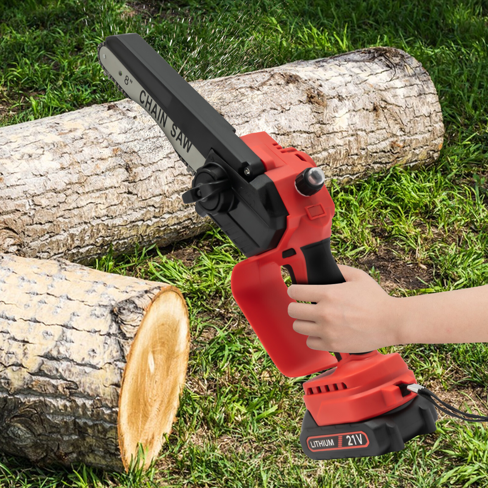 Mini Chainsaw Cordless 8 8 Inch Electric Chain Saw 800W With 2 Battery Power US