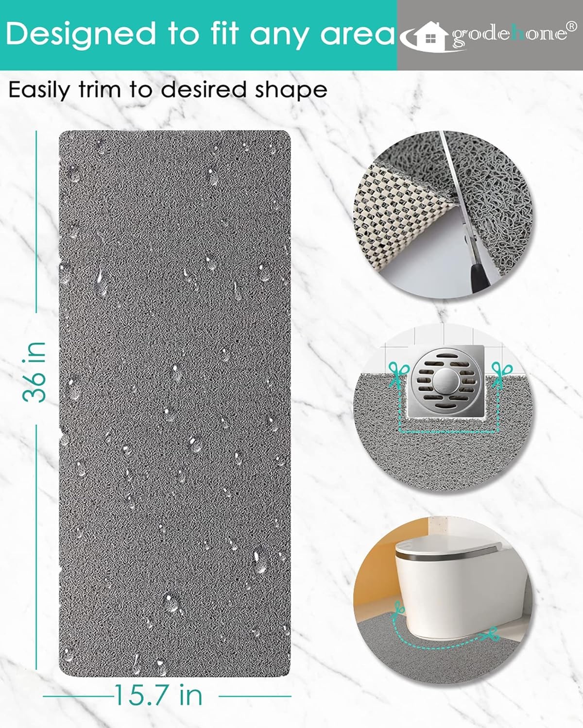 godehone Shower Mats Non Slip Without Suction Cups,
