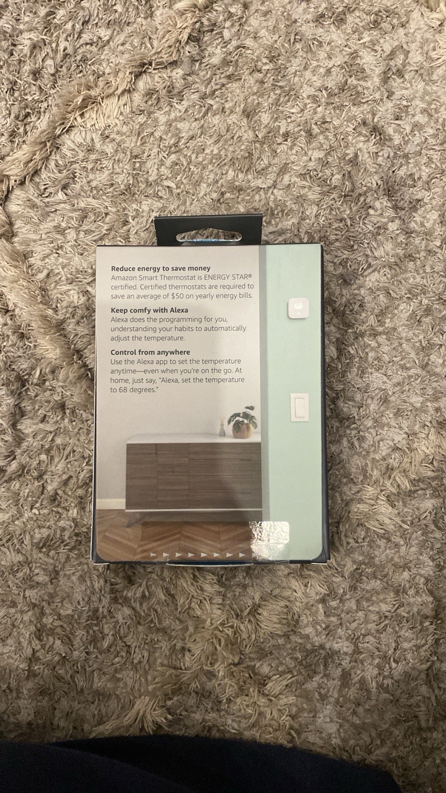 Amazon Smart Thermostat White Wi-Fi Touch/App/Voice, Works with Alexa