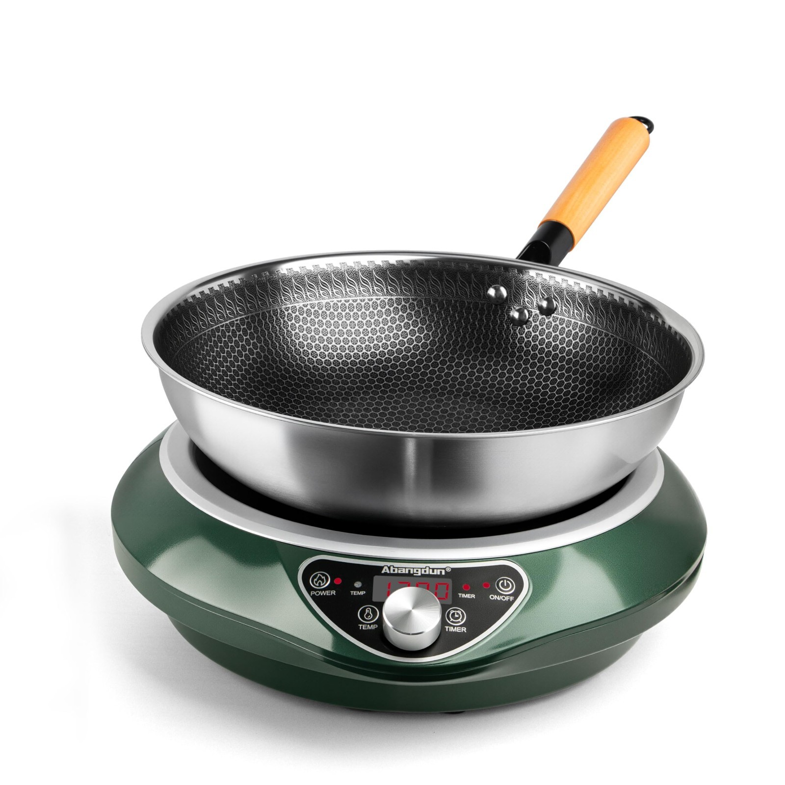 Abangdun 1700W 100V～185V Induction Cooktop Wok With Pan Electric Stove Burner