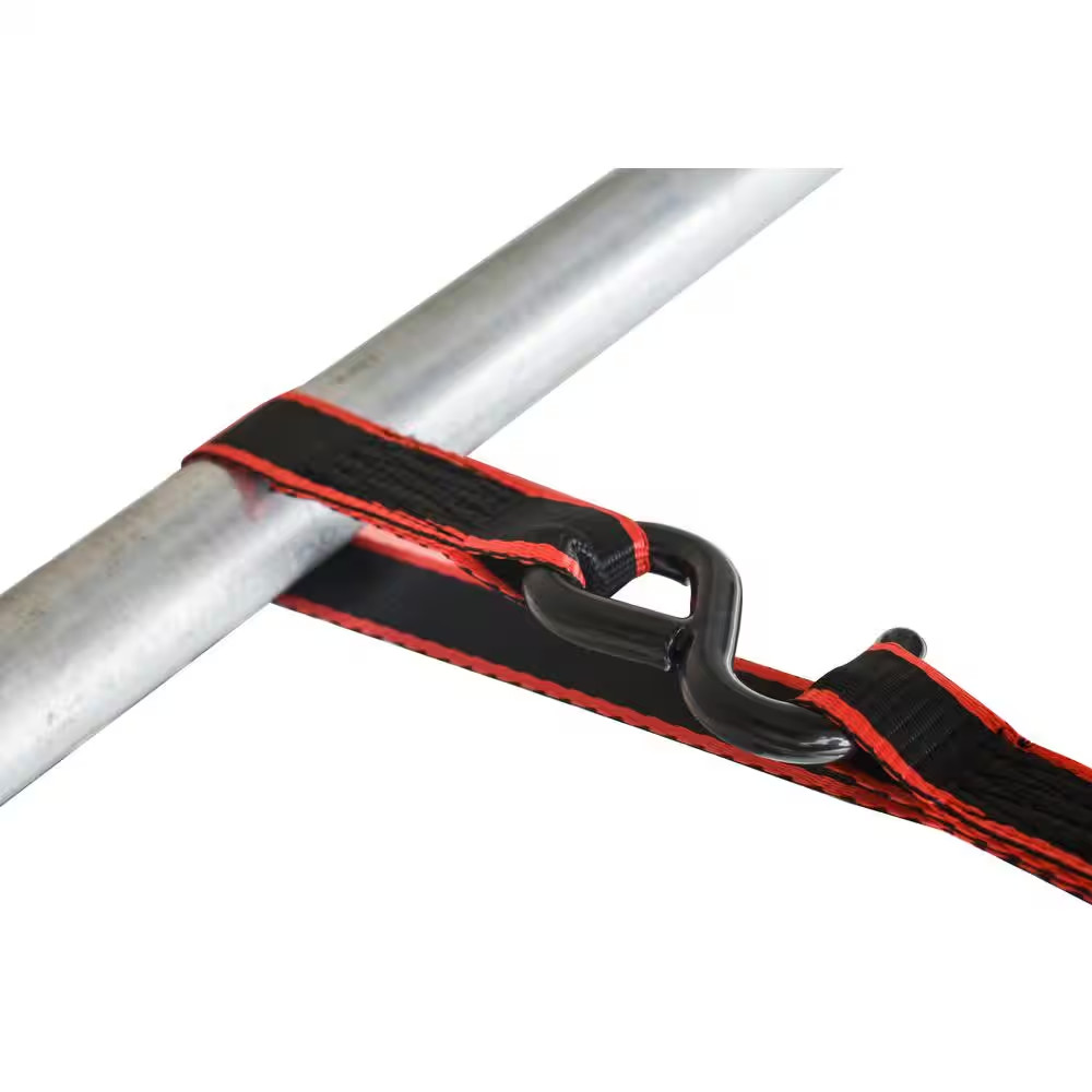 NEW Heavy Duty 1 in. x 12 ft. Ratchet Tie Down Straps with S-Hooks (4-PACK)