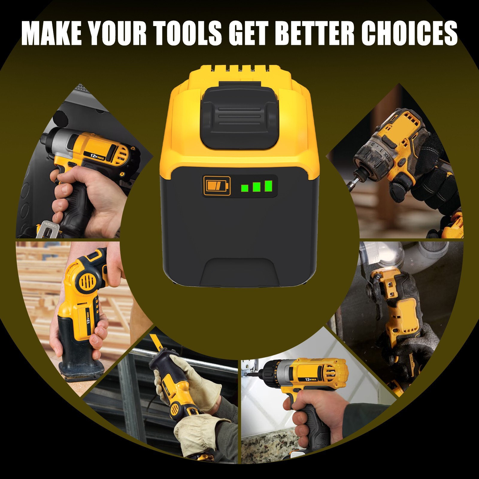 1~4PACK For Dewalt DCB126 12.0Ah 5.0Ah 12V 12Volt Max Lithium Ion Battery Li-ion