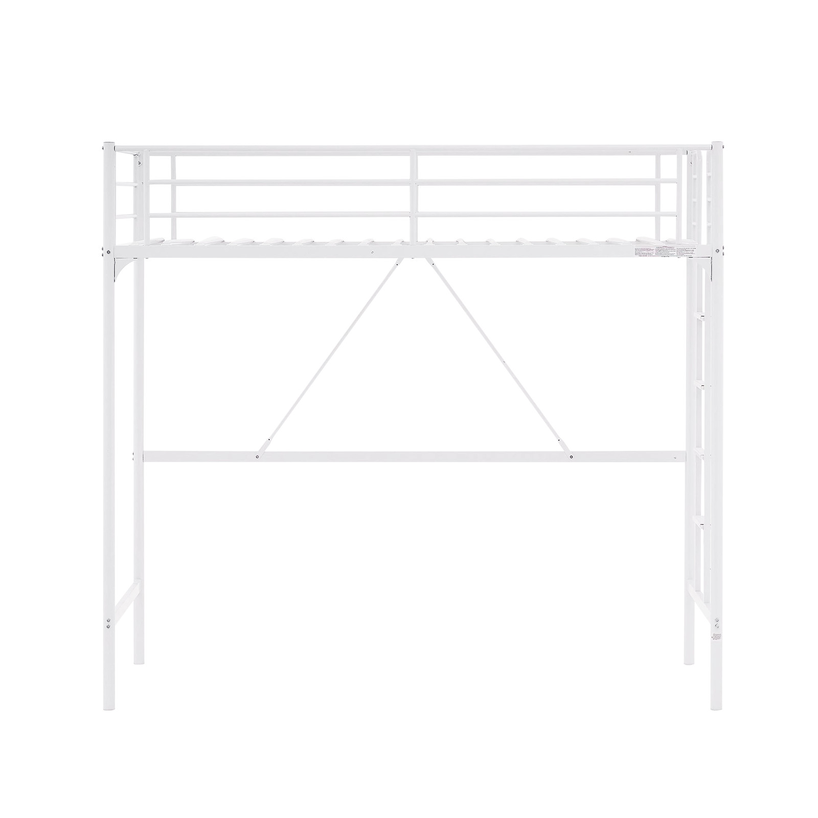 Loft Bed Twin Size with Flat Ladder Rung for Kids Teens Adults Heavy Duty Metal