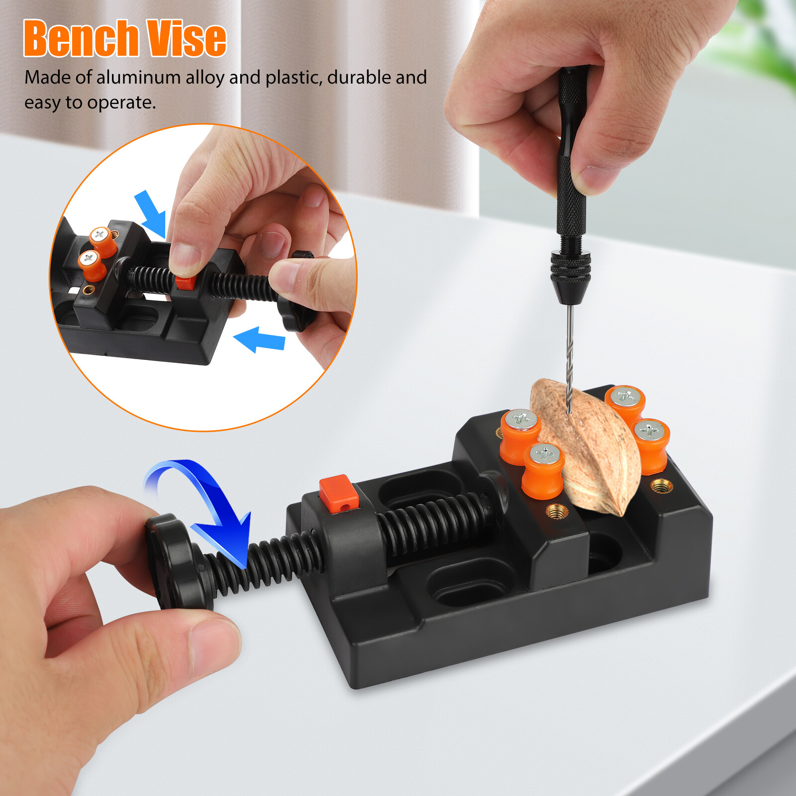 60Pcs Mini Micro Hand Drill Bits Set Small Manual Keyless Chuck Pin Vise Rotary