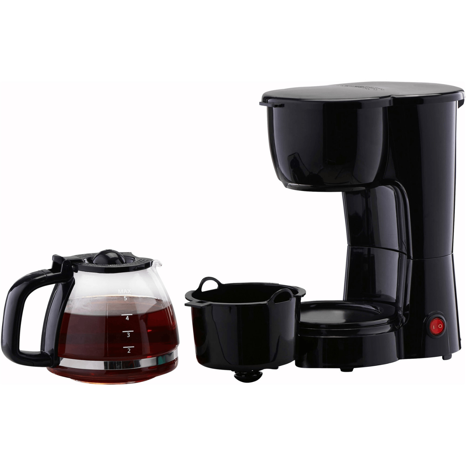 Mainstays 5 Cup Black Drip Coffee Maker Glass Compact Auto Shut Off Keep Warm