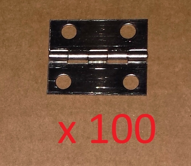 100 pc Stainless Steel Butt Hinge 1 x 1-1/4 HOLES Cabinet/DIY/Crafts 02-7546-001