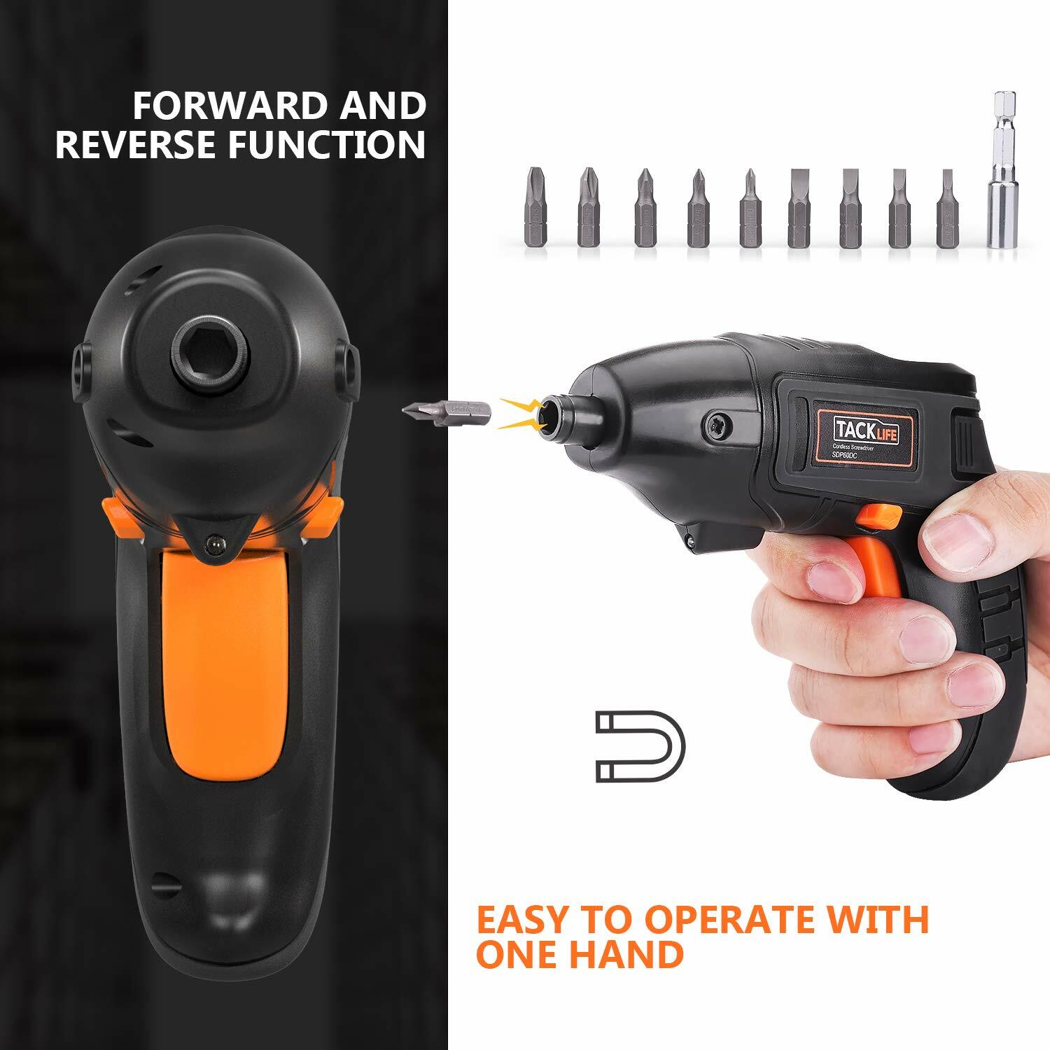 Electric Screwdriver, Tacklife Cordless Screwdriver Rechargeable 1500 mAh Li-on