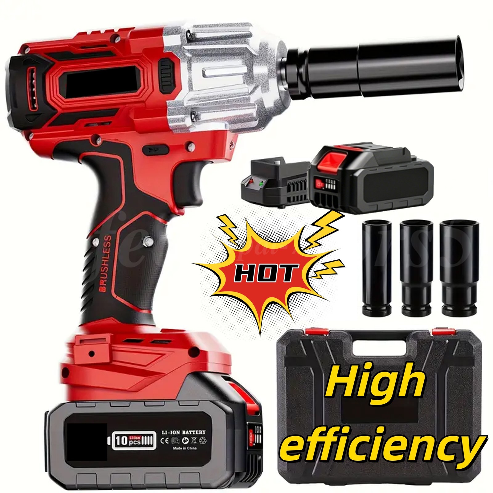 20V Cordless Harmmer Drill 1/2″in Brushless Electric Impact Wrench With Battery
