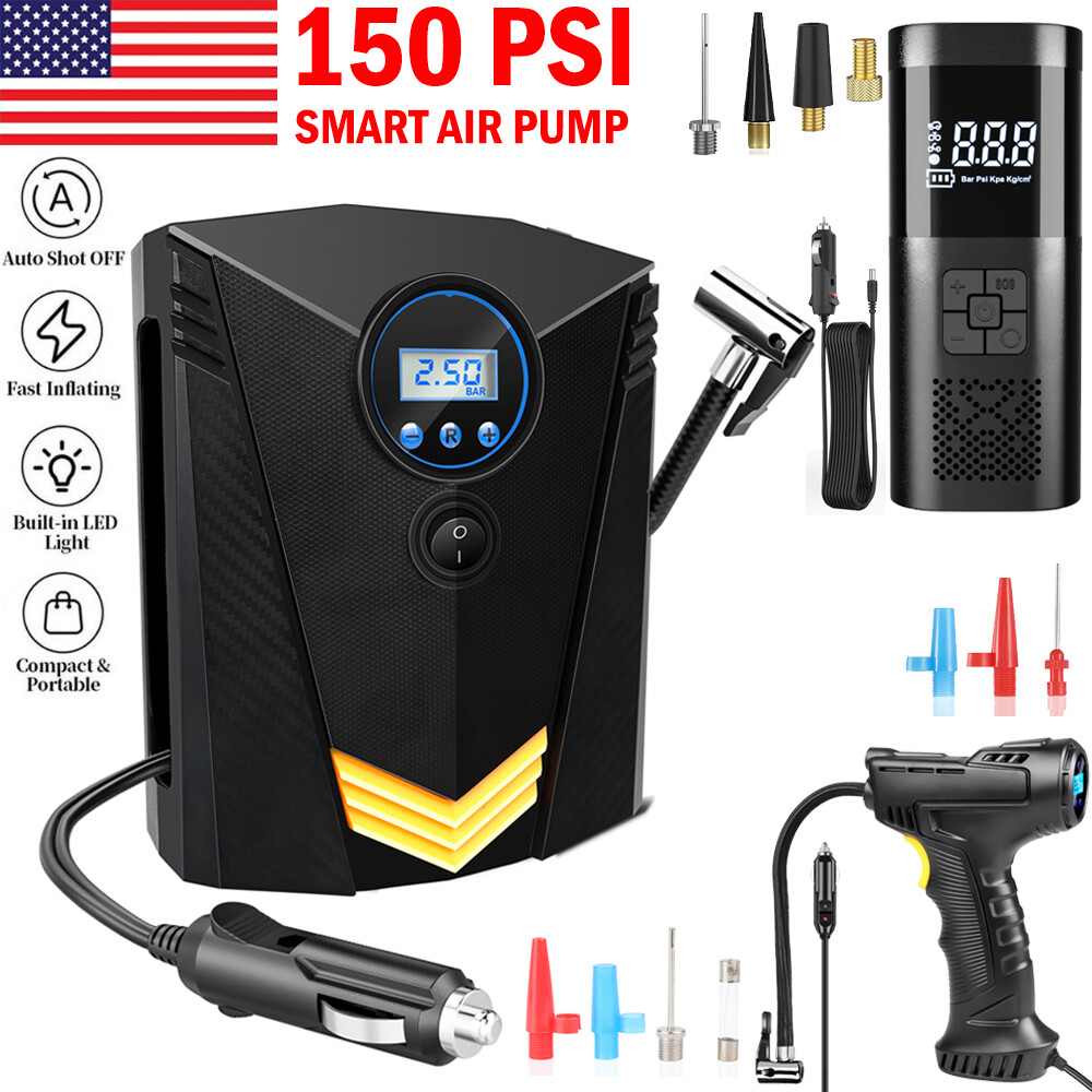 150PSI Car Air Tire Pump Inflator Compressor LCD Digital Electric Auto Portable
