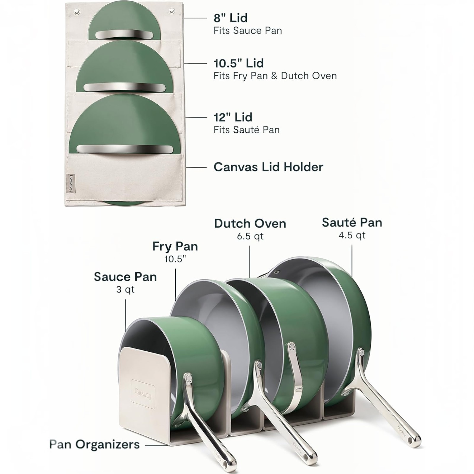 Caraway Nonstick Ceramic Cookware Set (12 Piece) Pots, Pans, Lids and Kitchen