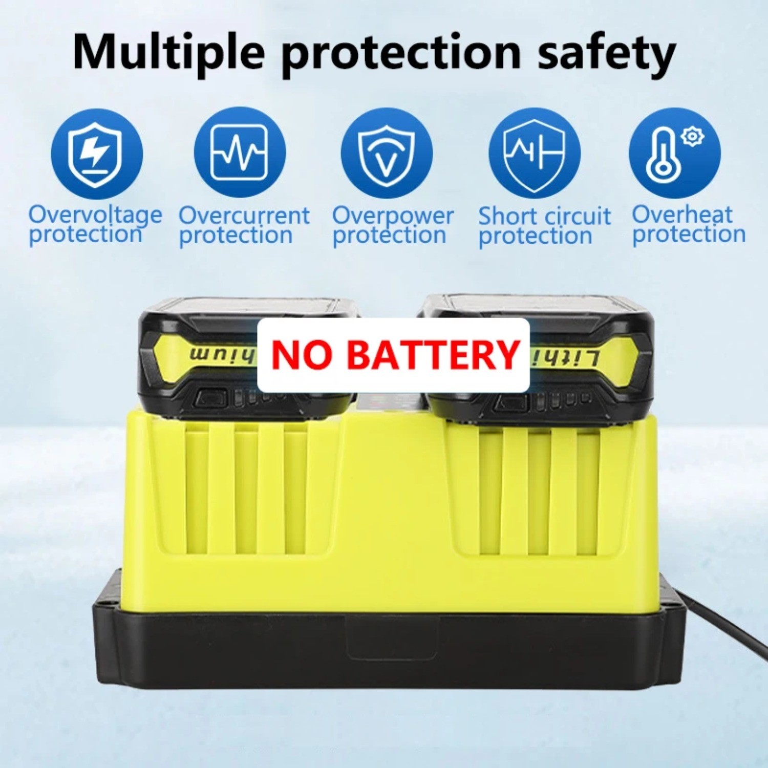 Portable Dual Ports Fast Charger Replace P117 for Ryobi 18V Battery P107 P108