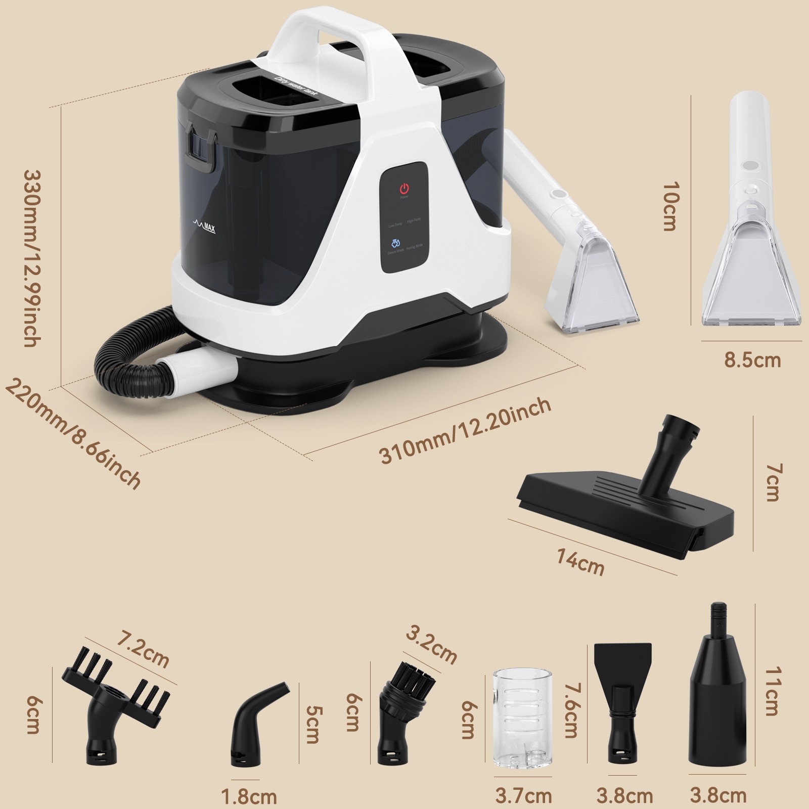 1700W High Power Steam Cleaner Portable Carpet and Upholstery Stain Remover A7