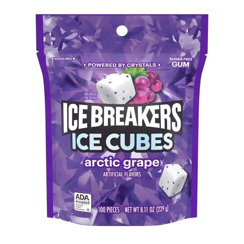 Ice Breakers Ice Cubes Arctic Grape Sugar Free Gum 8.11 oz 100 pcs