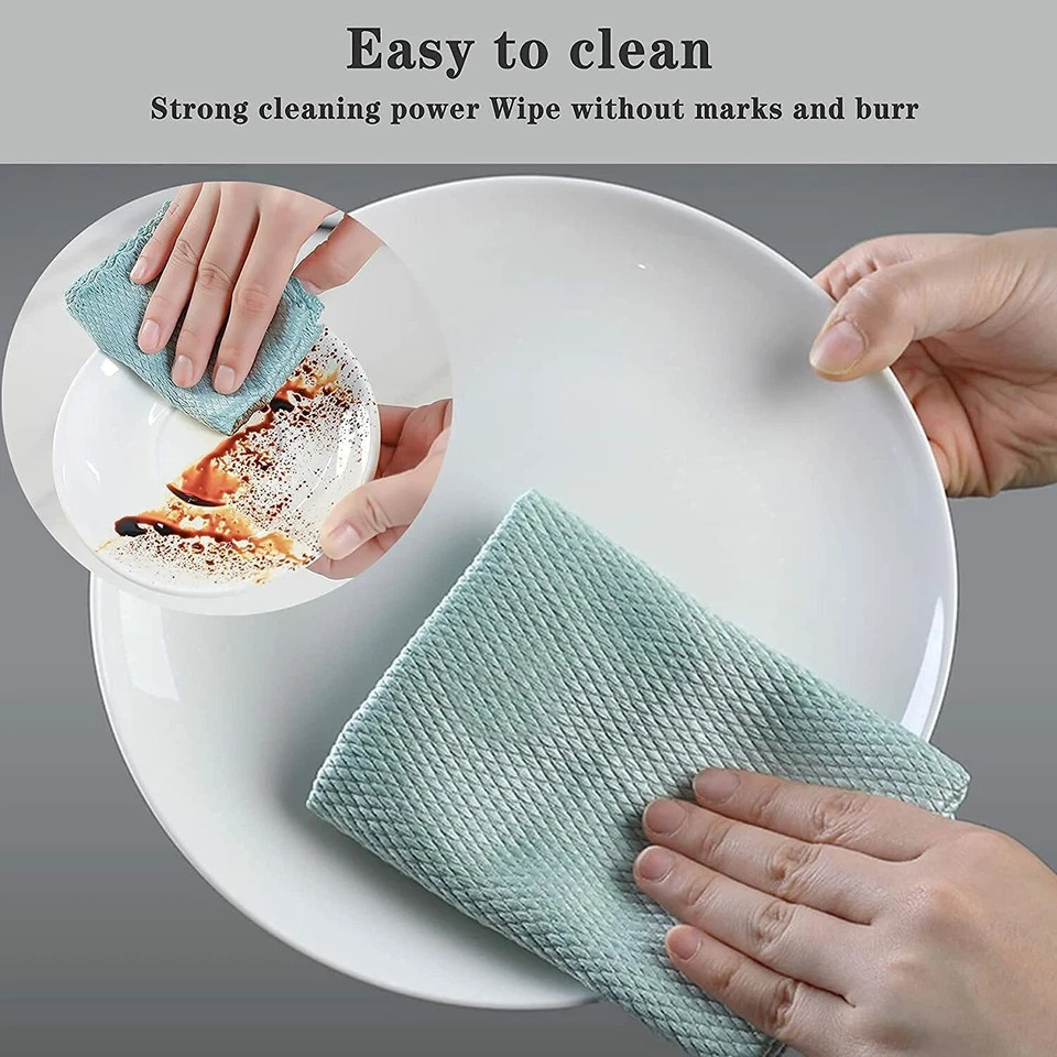 10× Fish Scale Microfiber Polishing Cleaning Cloth Towels Rags Window Glass Car