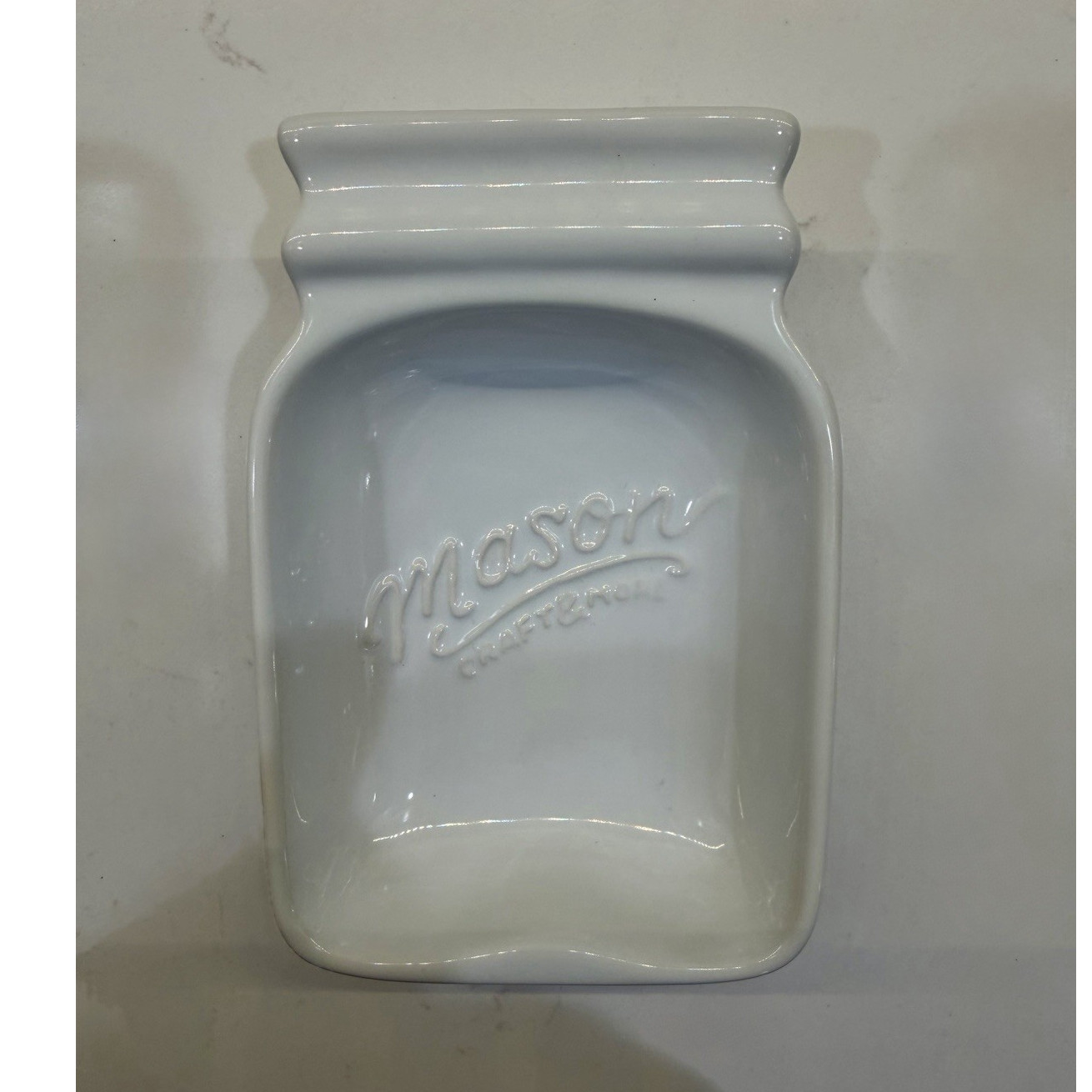 Mason Crafts Root White Ceramic Spoon Rest Modern Solid Less Than 10 in