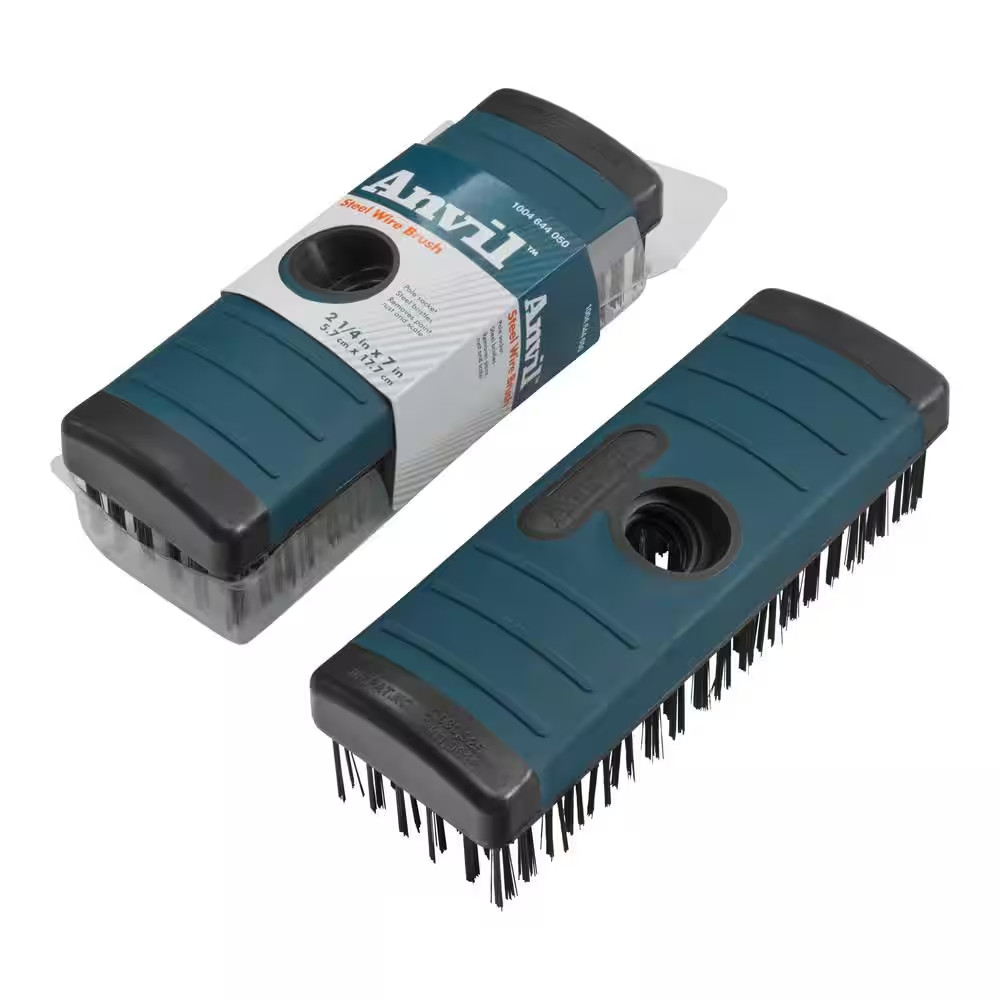 2.5 in X 7 in Block Wire Brush with 6 X 19 Rows of Steel Bristles