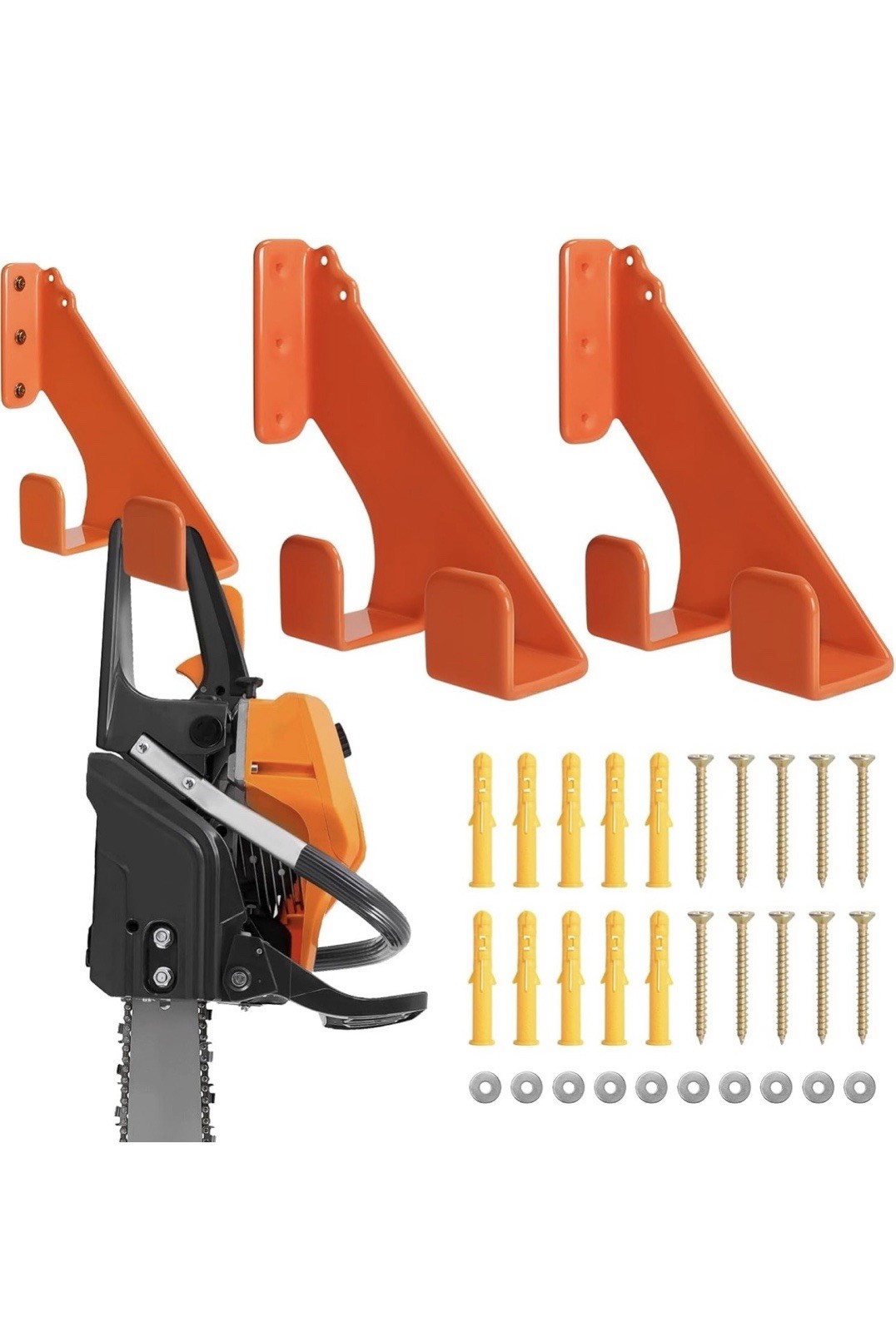 Chainsaw Holder -2 Pack- 150LB Heavy-Duty Alloy Steel Wall Mount Set Accessories