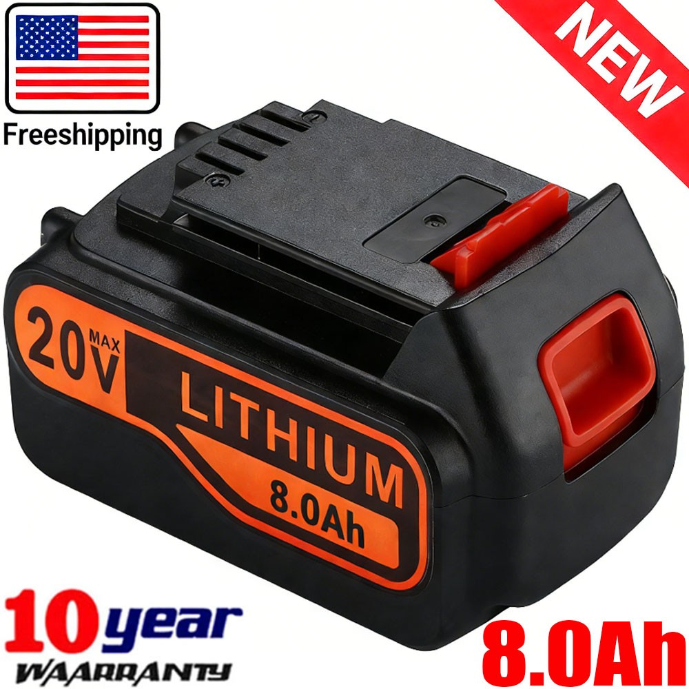 For BLACK+DECKER 20V 20Volt MAX 8.0Ah Lithium Ion Battery- LB2X4020 LBX20 LBXR20