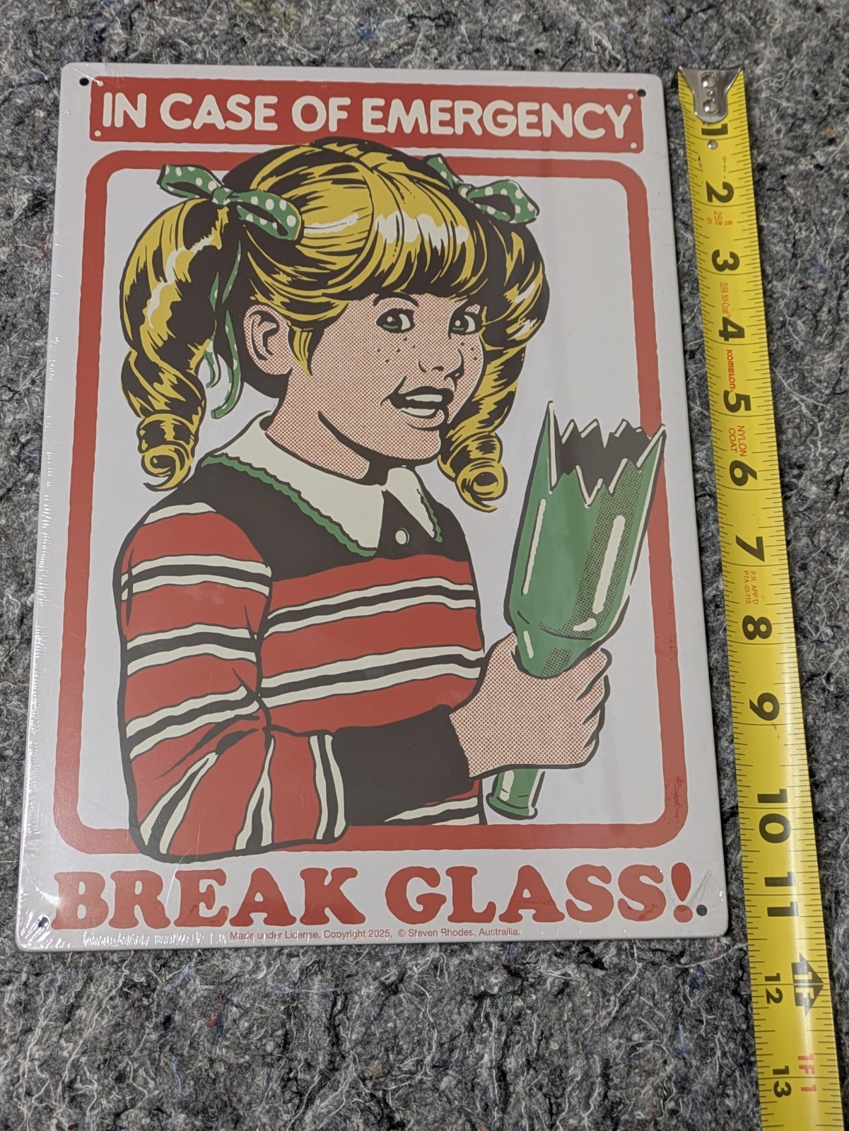 In Case of Emergency BREAK GLASS Steven Rhodes 8.5×11″ Metal Sign NEW SEALED