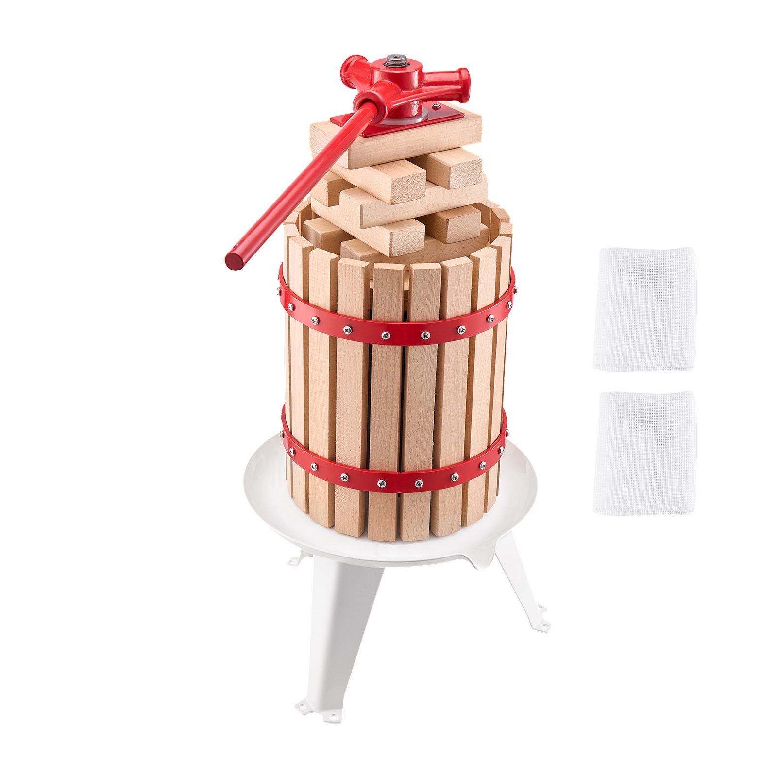 1.6 Gal Fruit Wine Press, Solid Wood Basket, Manual Juice Maker for Cider Apple