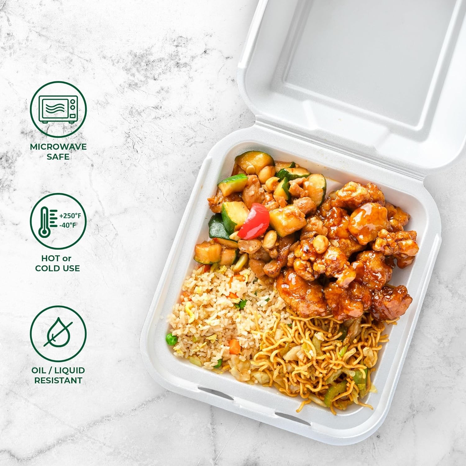 Freshware Clamshell Food Containers with Lids [8×8 200-Pack] Disposable To Go Co