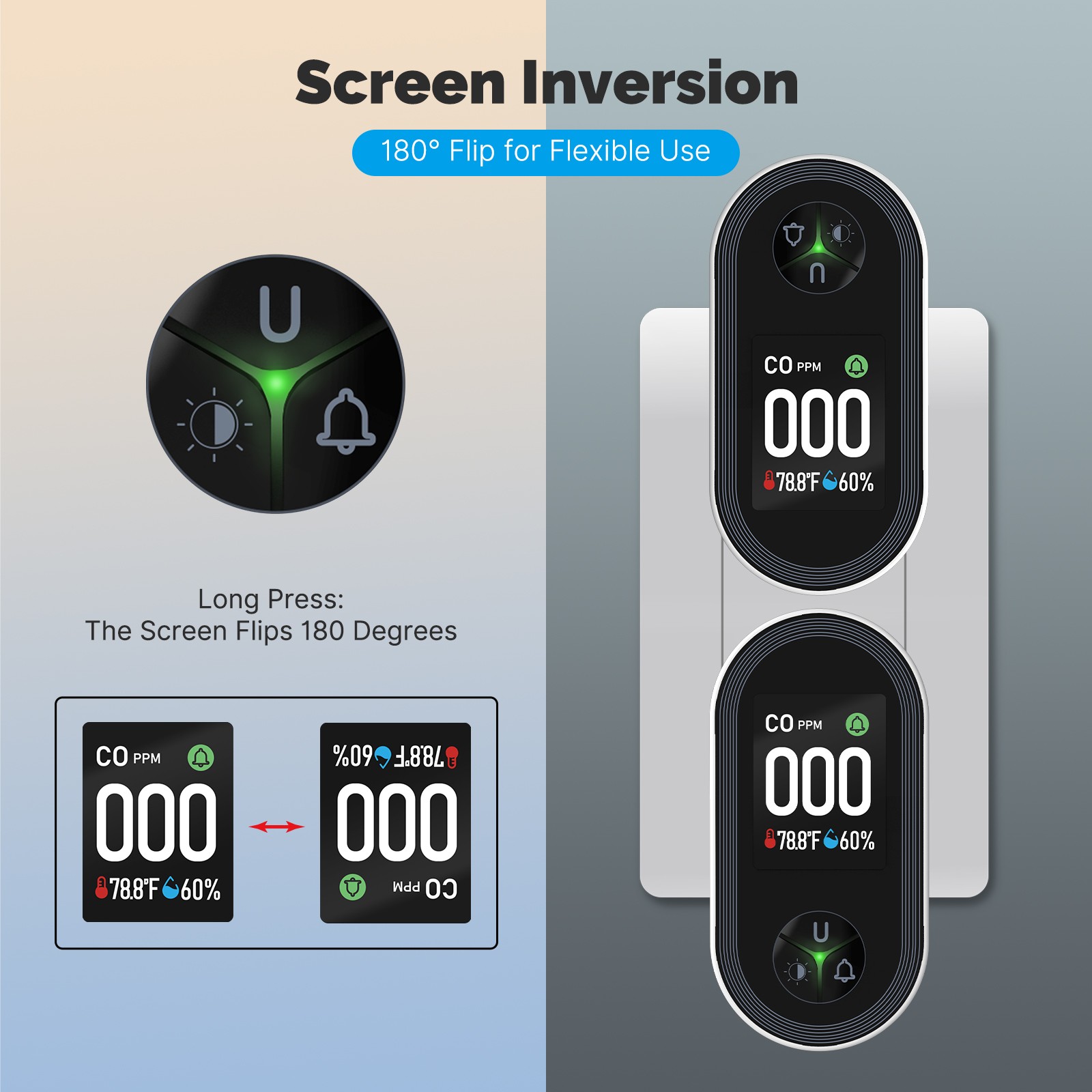 MOES Plug in Carbon Monoxide Detectors 3 in 1 CO/Temp/Humi Sensor Monitor Alarm