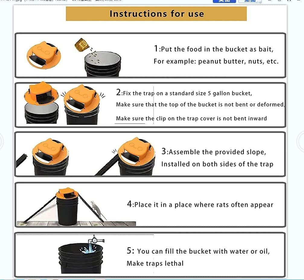 2Pack Black Slide Bucket Lid Mouse Rat Trap Bucket Mousetrap Catcher US Stock