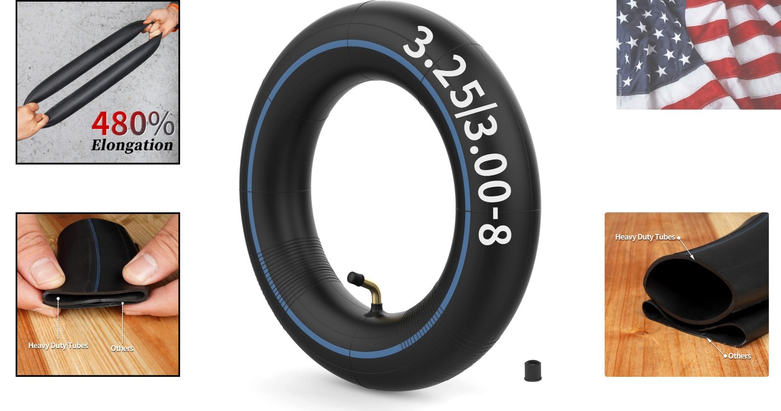 3.25/3.00-8 Inner Tube with TR-87 Angled Stem, 3.50-8 Inner Tube for 8 Inch R…