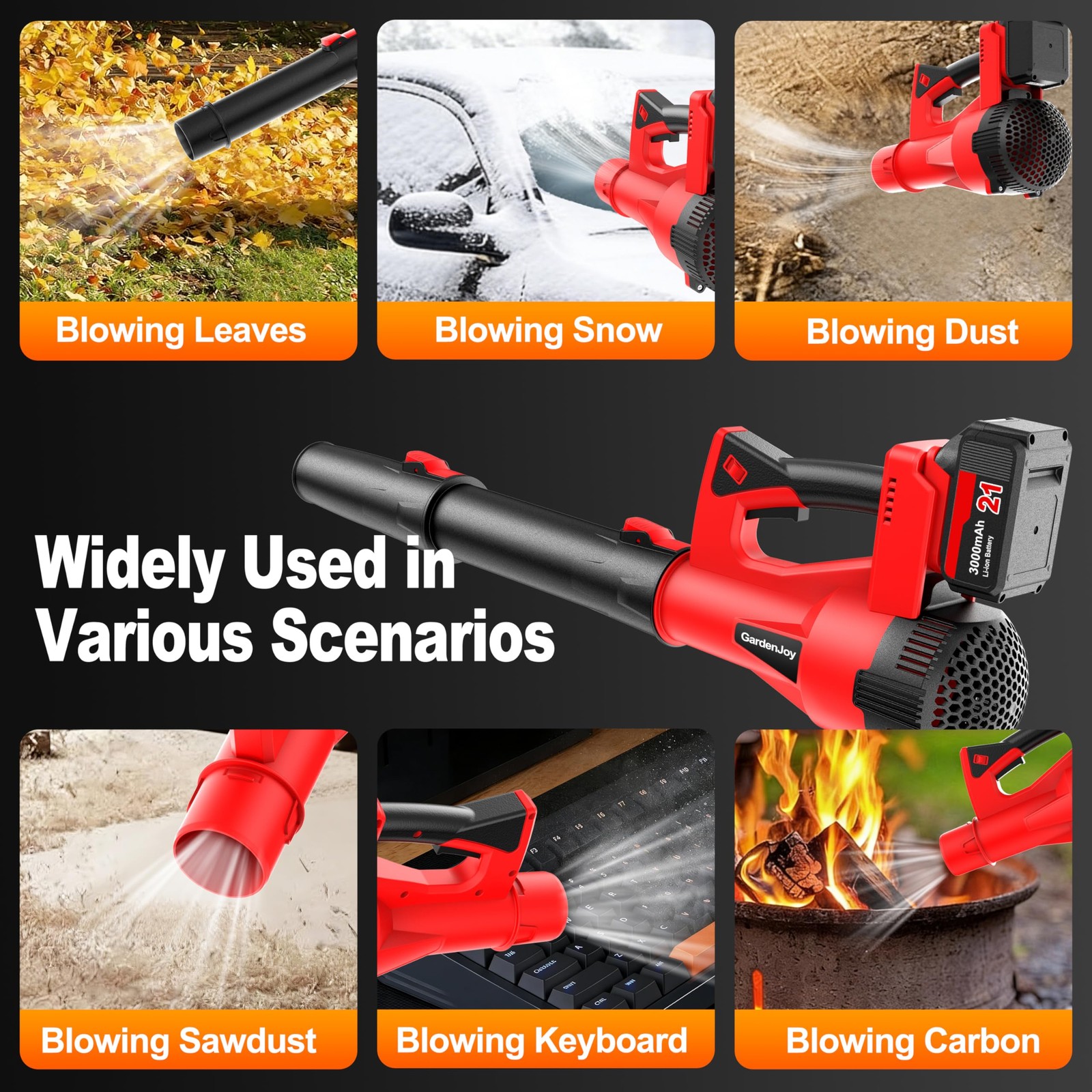 Cordless Leaf Blower 21V 500CFM 150MPH Lightweight with 2 Batteries & Charger