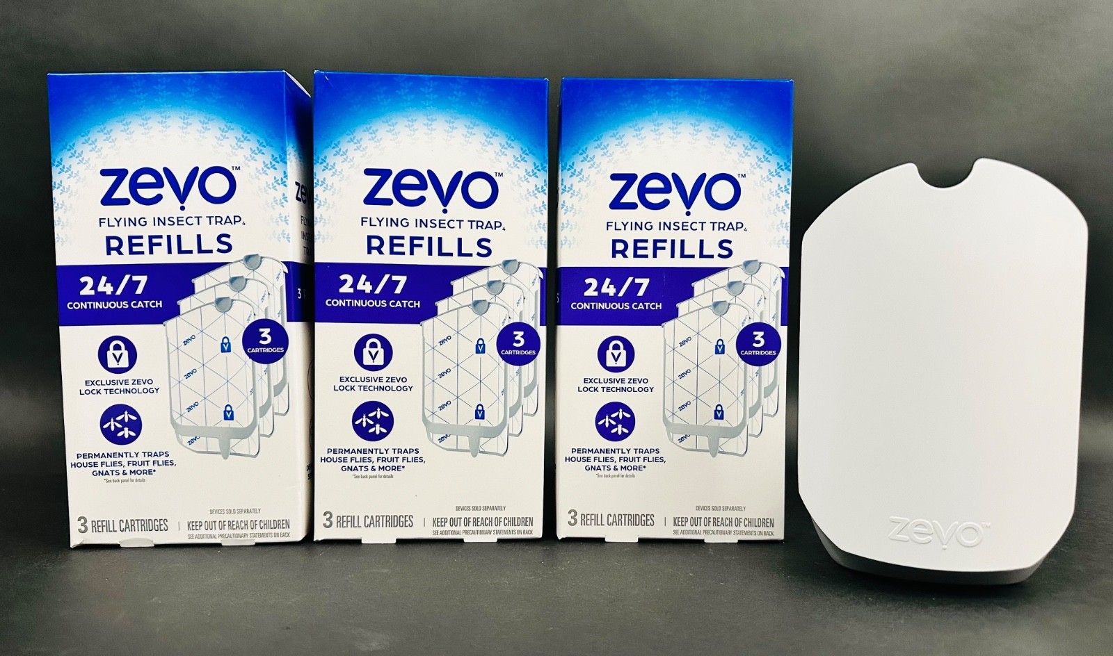 Zevo Flying Insect Trap Starter Kit – 1 Plug-In Device + 9 Refill Cartridges