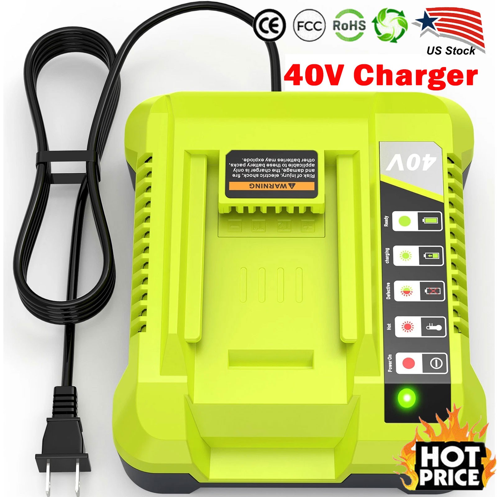 Rapid OP401 Charger For Ryobi 40V 6.0Ah Battery 40 Volt Lithium OP4050 OP40602