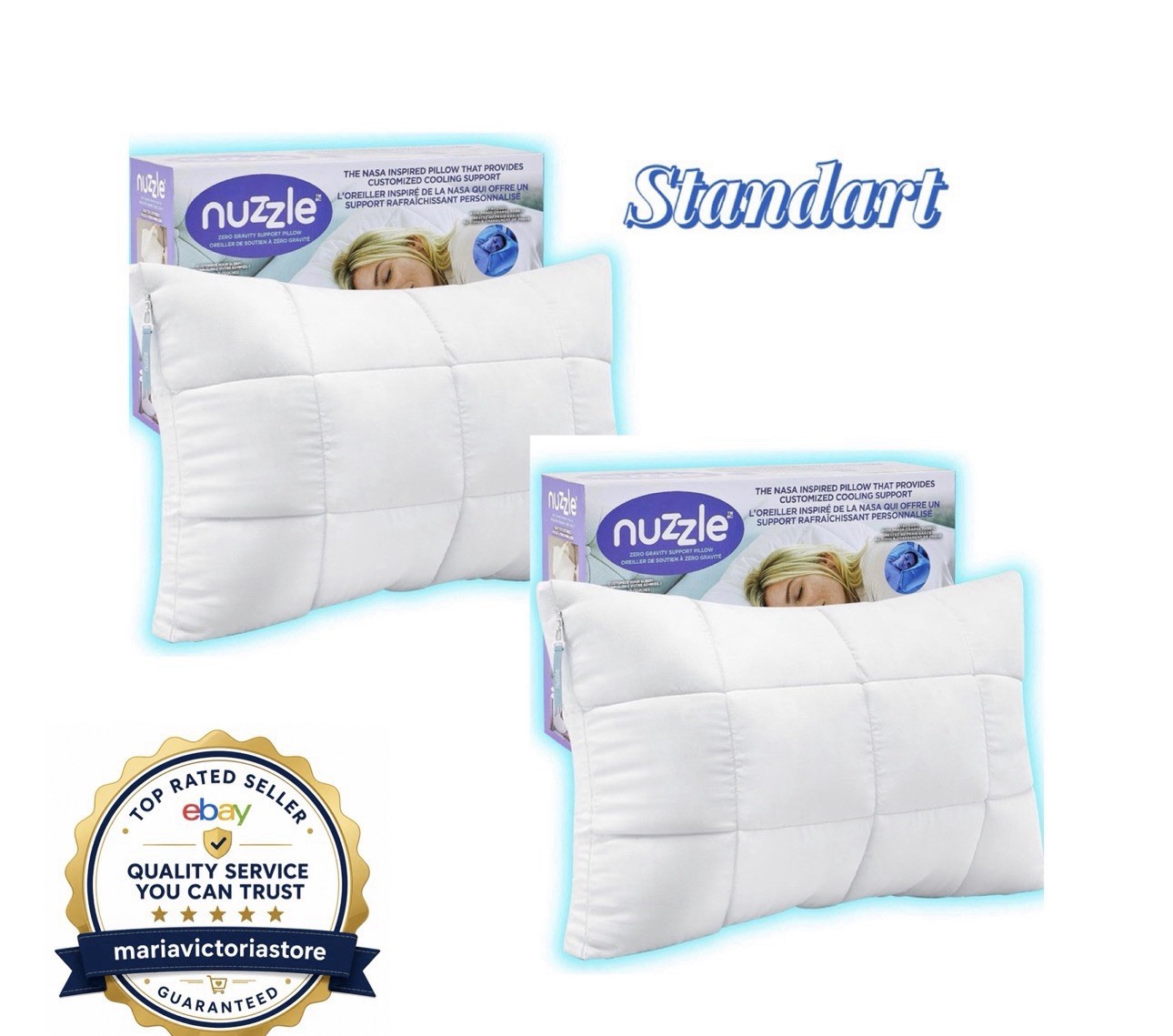 Nuzzle Cooling Adjustable Pillow for Side Standard SIze (Set of 2), White