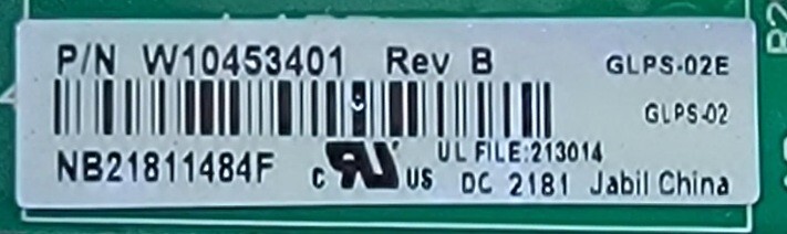 Genuine Refrigerator Whirlpool Control Board Part#W10453401