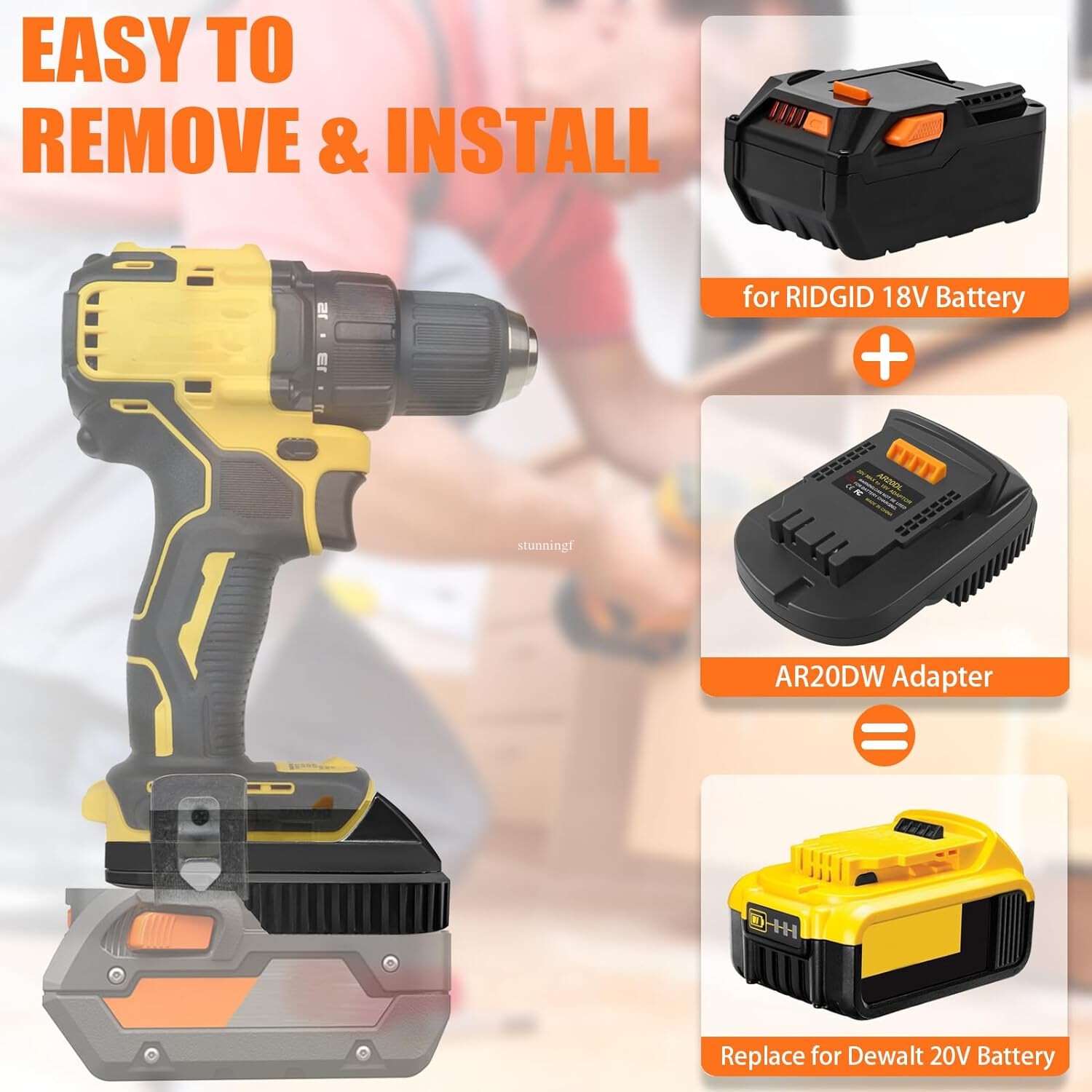 Battery Adapter for Ridgid 18V Li-ion convert to for Dewalt 20v Power Drill
