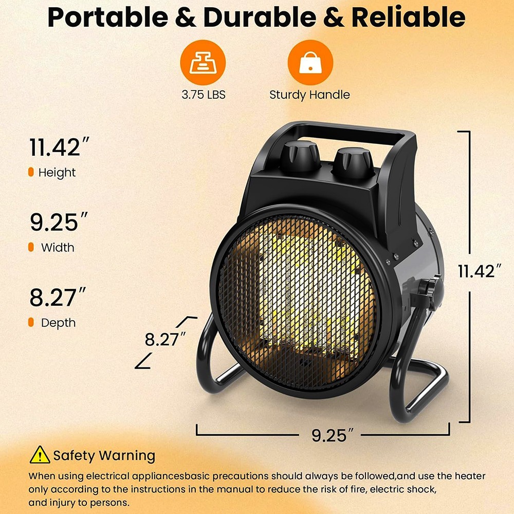 ELECTRIC FORCED AIR HEATER WHOLE ROOM SPACE HEATER PORTABLE FAST HEAT ETL LISTED
