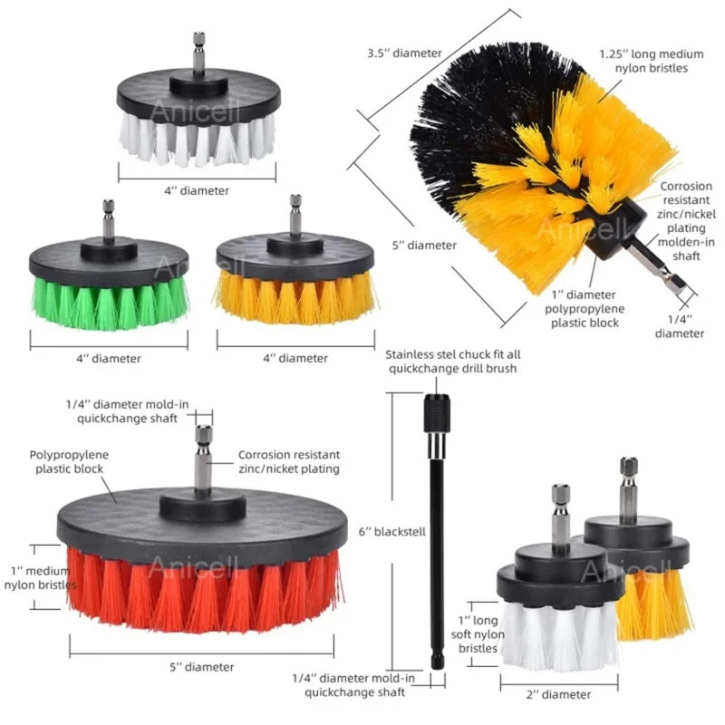 24PCS Drill Brush Cleaning Kit Power Scrubber Tile Grout Bathroom Cleaner