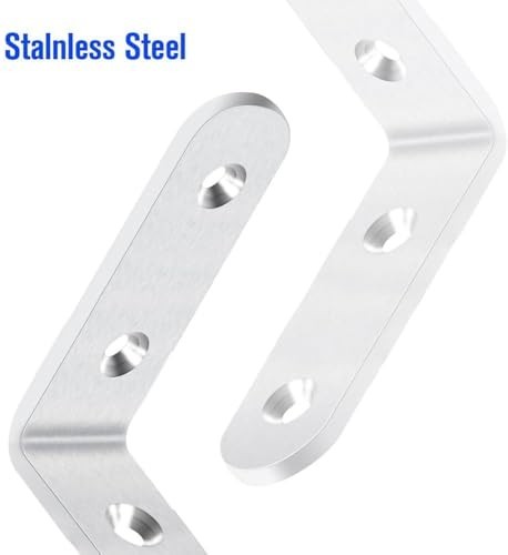 20-Pack Stainless Steel Corner Brace L Brackets with Screws for Wood Furniture